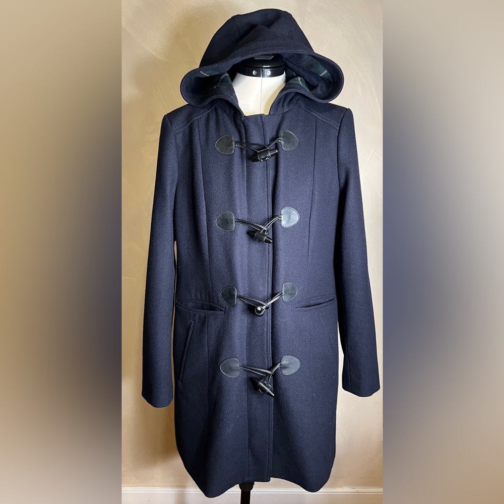 G.H. BASS & CO Womens Classic Wool Blend lined Toggle Peacoat/Jacket w/Hood|Sz:M